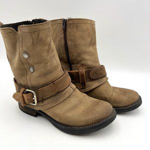 Modern Vice Leather Moro Moto Ankle Boots with Buckles